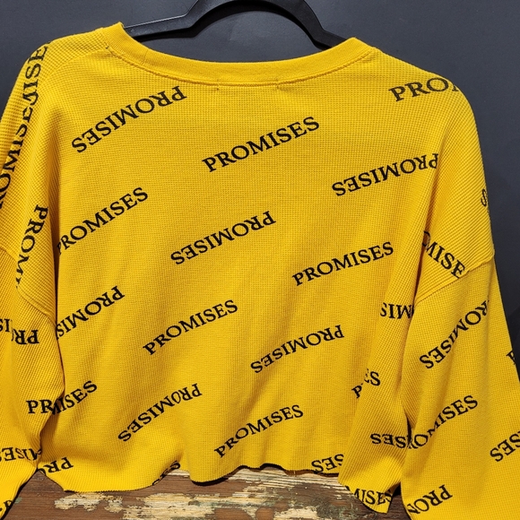 Forever 21 Crop Top Long Steve Blouse Promise Letters Sz S - Picture 4 of 6